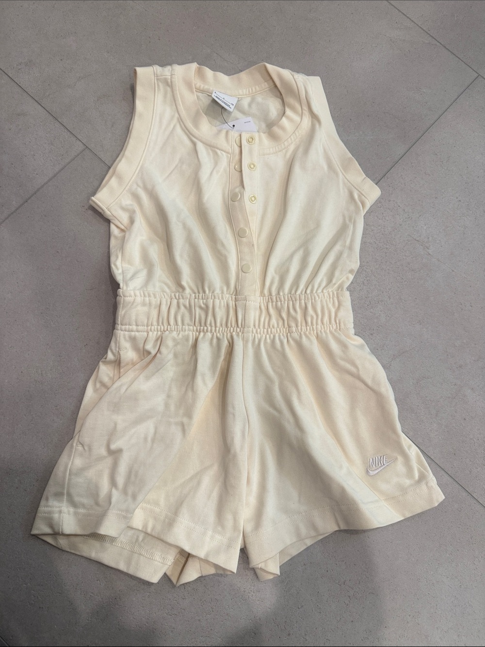 Nike Girls' light yellow Sleeveless Romper with Elastic cinched Waist
